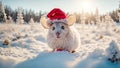 poster cartoon mouse tradition season new adorable wearing happy Santa hat background snow animal christmas funny