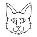 Cute cartoon munchkin cat face lineart vector clipart. Pedigree kitty breed for cat lovers. Purebred grey domestic