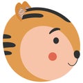 The cute cartoon muzzle of a red-haired tiger character turned in profile on a white background.