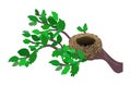 Cute cartoon nest isolated on a white background. Vector illustration. Royalty Free Stock Photo