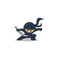 Cute cartoon ninja attacking with sword Royalty Free Stock Photo