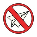 cute cartoon of a no paper aeroplanes allowed