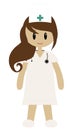 Cute Cartoon Nurse in white Dress