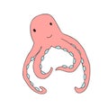 Cute cartoon octopus character, vector isolated illustration in simple style. Royalty Free Stock Photo