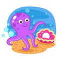 cute cartoon octopus character on white background