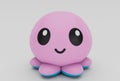 cute Cartoon Octopus Toy minimal 3d illustration on white background