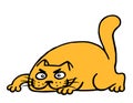 Cute cartoon orange cat preys. Vector illustration. Royalty Free Stock Photo