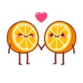 Cute cartoon orange halves couple