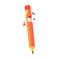 Cute cartoon orange pencil comic character