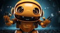 cute cartoon orange robot with smiling face, Robot assistant, online consultant. 3d illustration