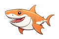 Cute Cartoon Orange Shark illustration generative ai