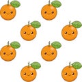 Cute cartoon oranges, seamless vector wallpaper in chequerwise