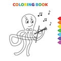 Cute cartoon oscar playing a violin coloring book for kids. black and white vector illustration for coloring book. oscar playing a