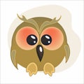 Cute cartoon owl with big kind eyes. Royalty Free Stock Photo