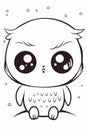 Cute Cartoon owl black outlined drawing generative AI