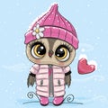 Cartoon Owl in a hat and Coat Royalty Free Stock Photo