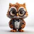 Cute cartoon owl wearing a reading glass and bow