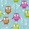 Cute cartoon owls, vector