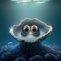 Cute Cartoon oyster Character. Generative Ai