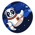 Cute cartoon panda astronaut in the space. Vector illustration. generative AI Royalty Free Stock Photo