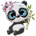 Cartoon Panda with bamboo isolated on a white background