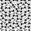 Cute Cartoon Panda Face Seamless Pattern vector Royalty Free Stock Photo