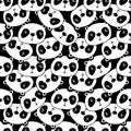 Cute Cartoon Panda Face Seamless Pattern vector Royalty Free Stock Photo