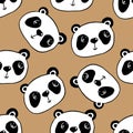 Cute Cartoon Panda Face Seamless Pattern vector Royalty Free Stock Photo