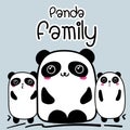 Cute Cartoon Panda Family Background.