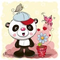 Cute cartoon Panda with flower Royalty Free Stock Photo