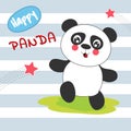 Cute cartoon panda has fun walking. Greeting card Royalty Free Stock Photo