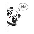 Cute cartoon panda saying hello. Vector illustration