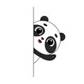 Cute cartoon panda smiling and waving paw