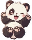 Cute cartoon panda waving with friendly expression Royalty Free Stock Photo