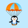 Cute cartoon parachute penguin