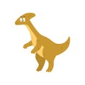 Cute cartoon parasaurolophus dinosaur, prehistoric dino character vector Illustration on a white background