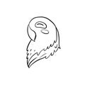 Cute cartoon parrot hand drawn in doodle style. Coloring page