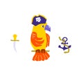 cute cartoon parrot pirate - cartoon character Royalty Free Stock Photo