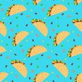 Cute cartoon pattern with mexican tacos