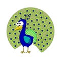 Cute cartoon peacock. Royalty Free Stock Photo