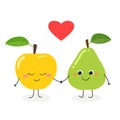 Cute cartoon pear and apple