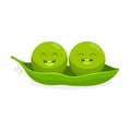 Cute cartoon peas isolated on white background Royalty Free Stock Photo