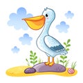 Cute cartoon Pelican.