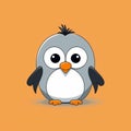 Cute Penguin Cartoon On Orange Background - Inventive Character Design