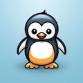 Cute Cartoon Penguin On Blue Background - Unique And Inventive Character Design