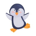 Cute Cartoon Penguin in Dancing Pose Isolated on White Background Vector Illustration Royalty Free Stock Photo