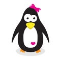 Cute cartoon penguin girl wild bird