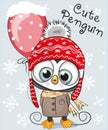 Cute Cartoon Penguin in a hat Royalty Free Stock Photo