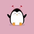 A cute cartoon penguin with heart character