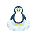 Cute cartoon penguin on ice. Vector illustration. Arctic animal